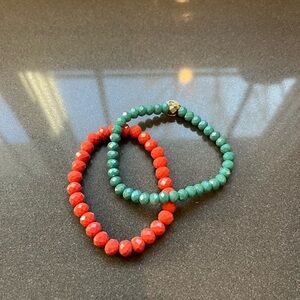 Coral and Turquoise Beaded Bracelets